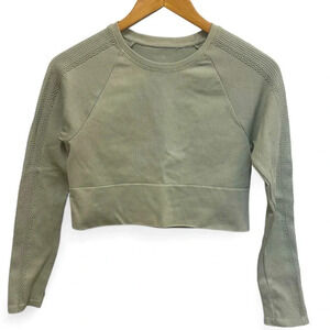 Offline by Aerie Seamless Long Sleeve Crop Top Workout Top With Pattern Size L